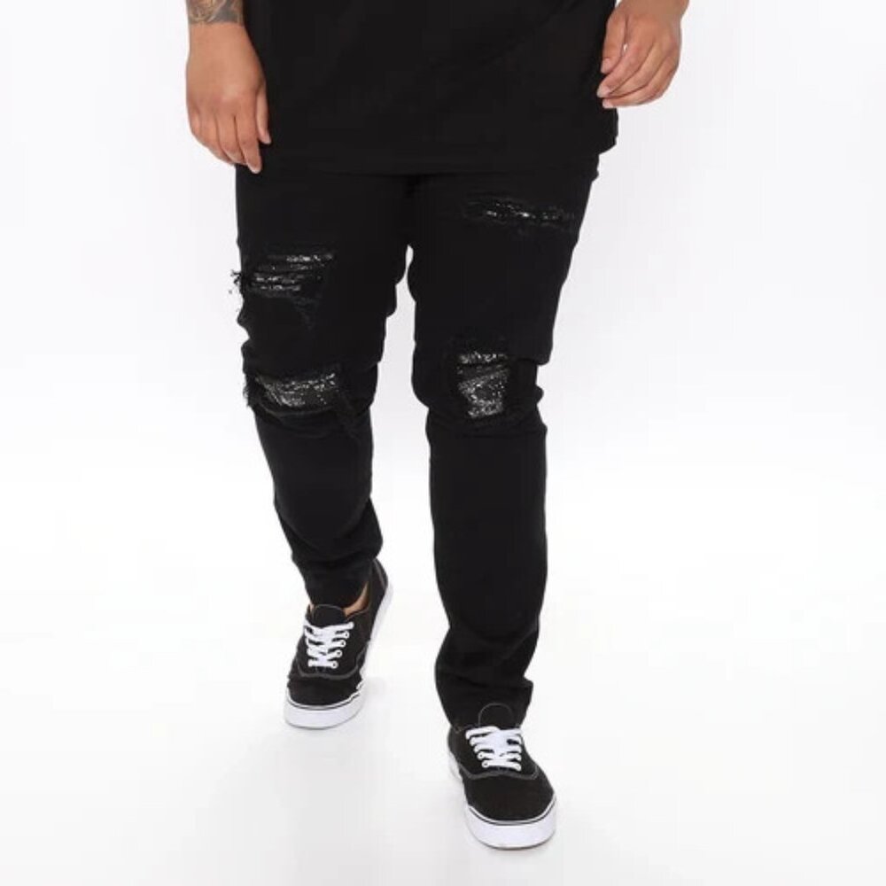 Fashion Nova Cormac Skinny Jeans Black Size 38 Distressed – New Without Tag